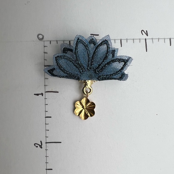 Elegant Blue Flirty Tassel Fabric Dangle Earrings - Romantic Floral Earrings - Picture 8 of 11